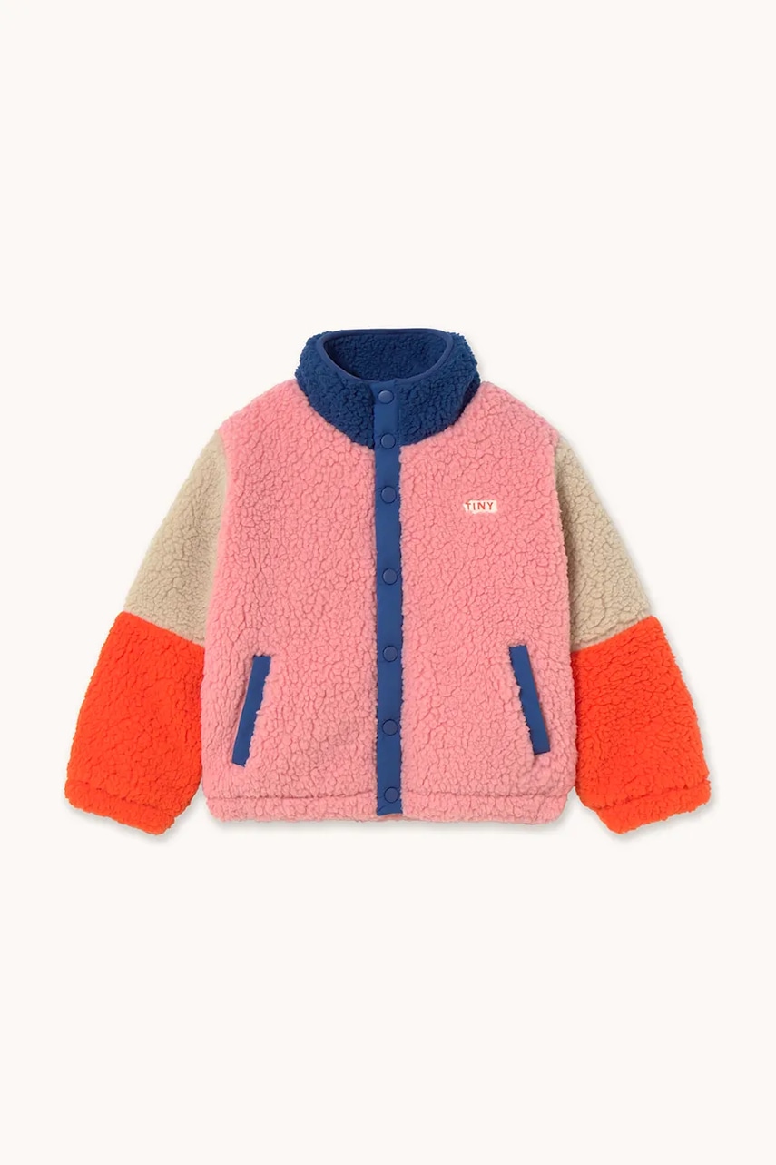 Детская куртка Tinycottons COLOR BLOCK POLAR SHERPA JACKET цвет синий AW25-360 Детская куртка Tinycottons COLOR BLOCK POLAR SHERPA JACKET цвет синий AW25-360