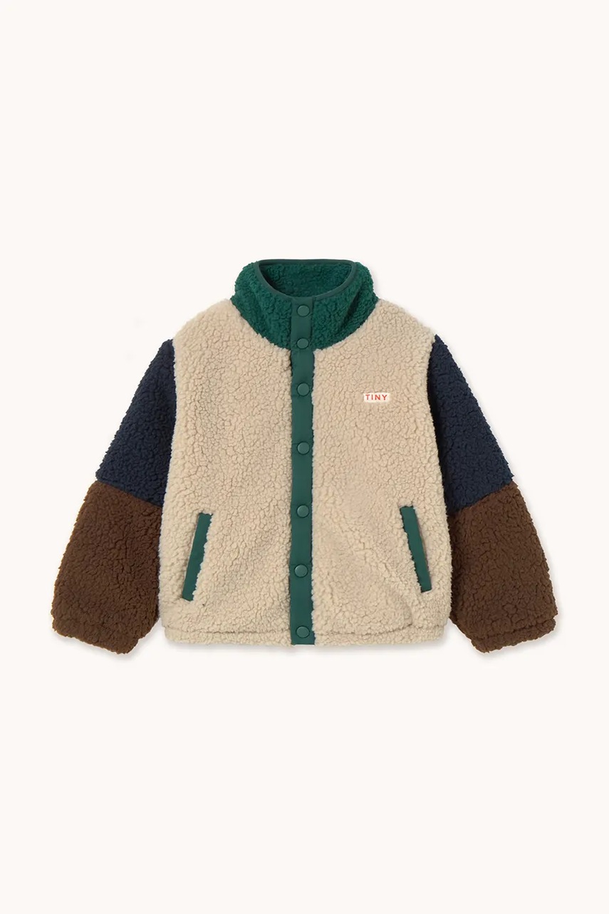 Детская куртка Tinycottons COLOR BLOCK POLAR SHERPA JACKET цвет зелёный AW25-360