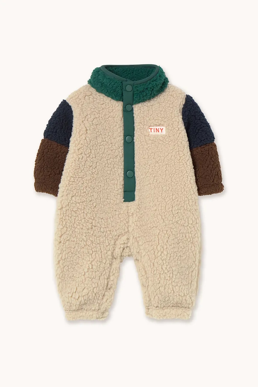 Tinycottons combinezon bebe COLOR BLOCK POLAR SHERPA ONE-PIECE culoarea verde, AW25-361