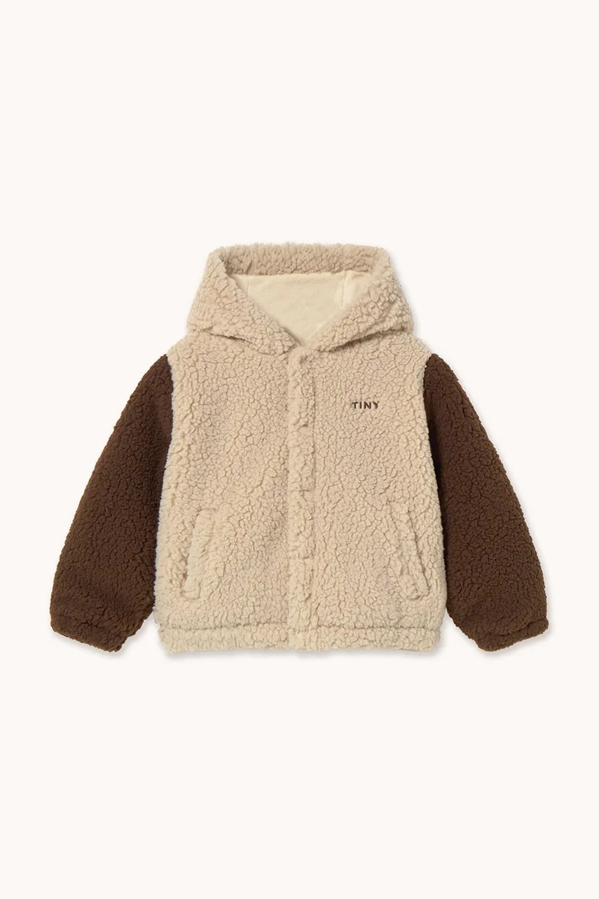 Детская куртка Tinycottons COLOR BLOCK POLAR SHERPA HOODIE цвет бежевый AW25-362