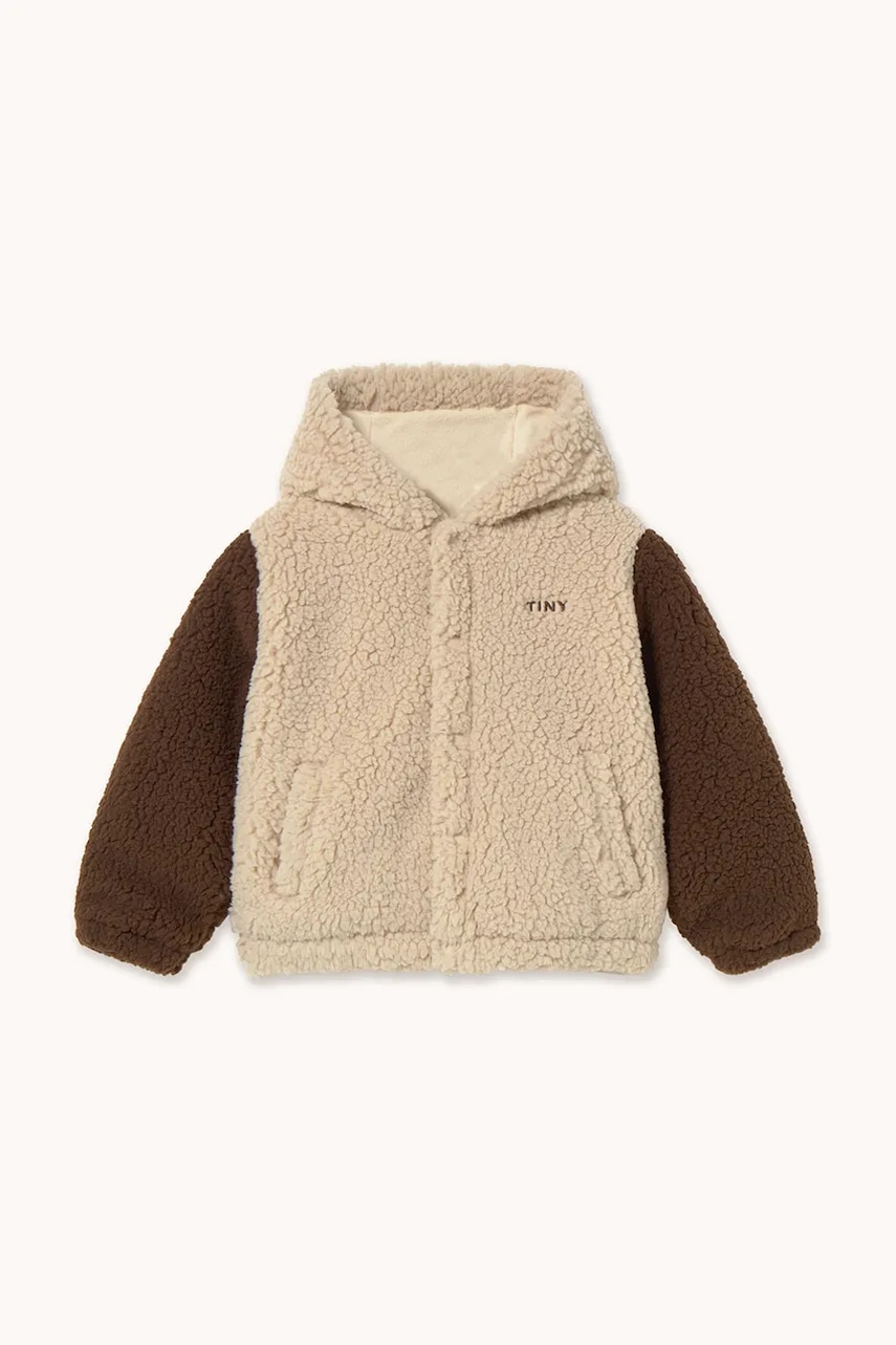 Детская куртка Tinycottons COLOR BLOCK POLAR SHERPA HOODIE цвет бежевый AW25-362 Детская куртка Tinycottons COLOR BLOCK POLAR SHERPA HOODIE цвет бежевый AW25-362