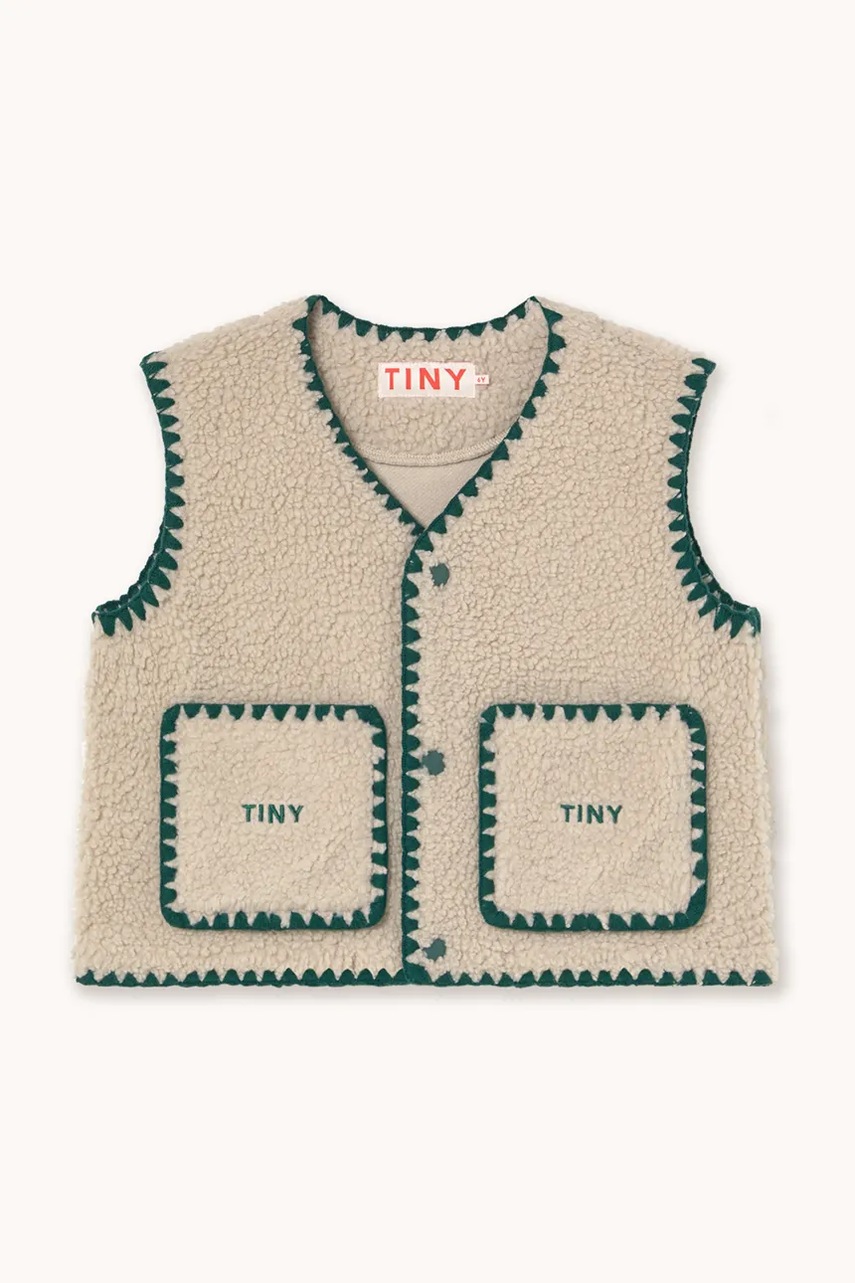 Детская безрукавка Tinycottons SHERPA VEST цвет бежевый AW25-381
