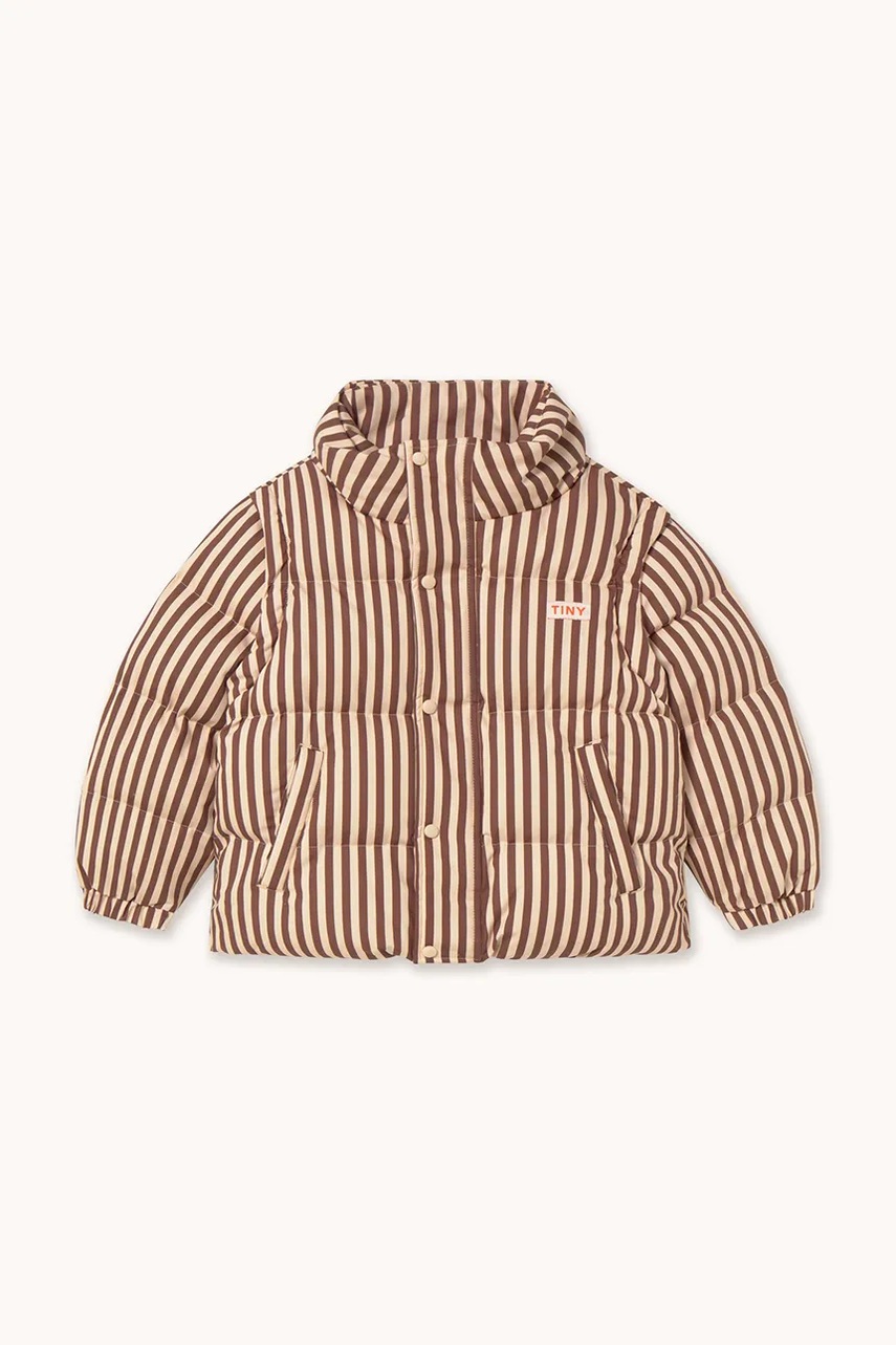 Детская хлопковая куртка Tinycottons STRIPES SHORT PADDED JACKET цвет розовый AW25-484