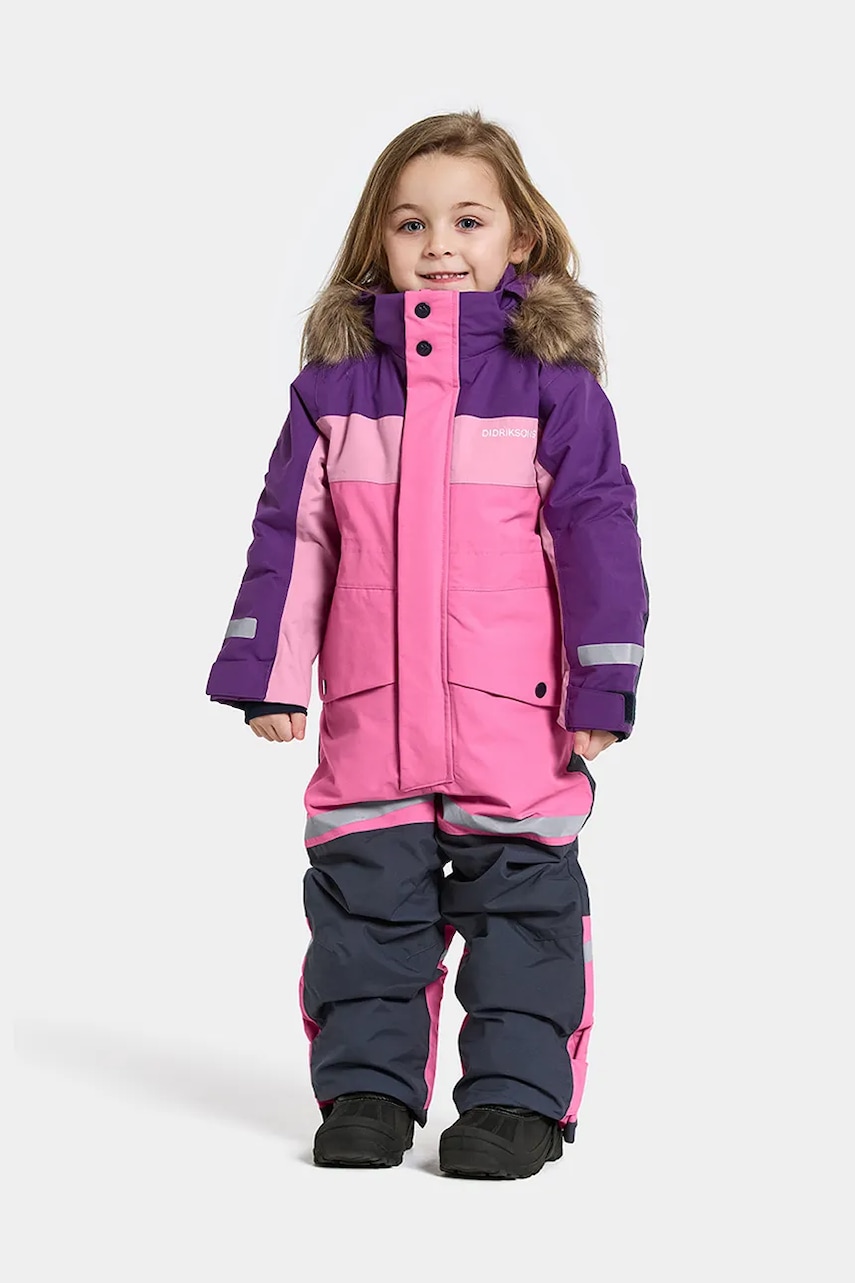 Didriksons salopetă copii BJÄRVEN KDS COVER 4 culoarea roz, 505999
