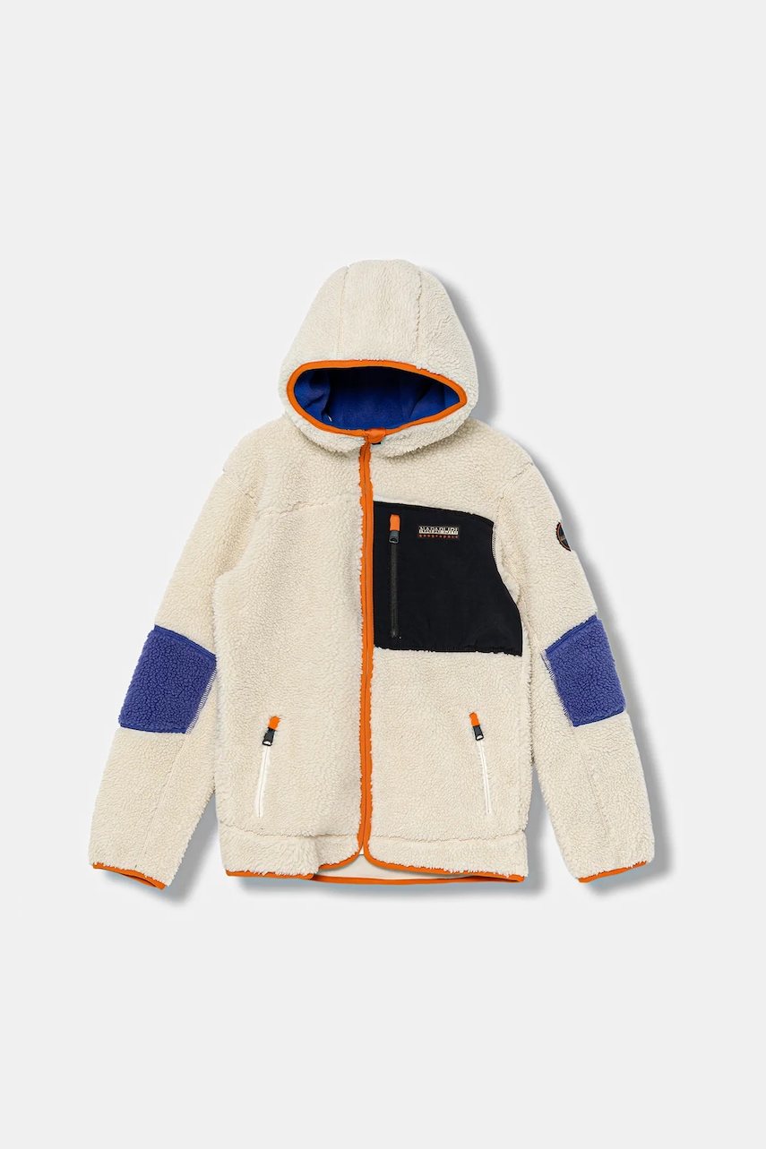 Napapijri bluză copii YUPIK culoarea bej, cu glugă, uni, NP0A4HG1N1J1