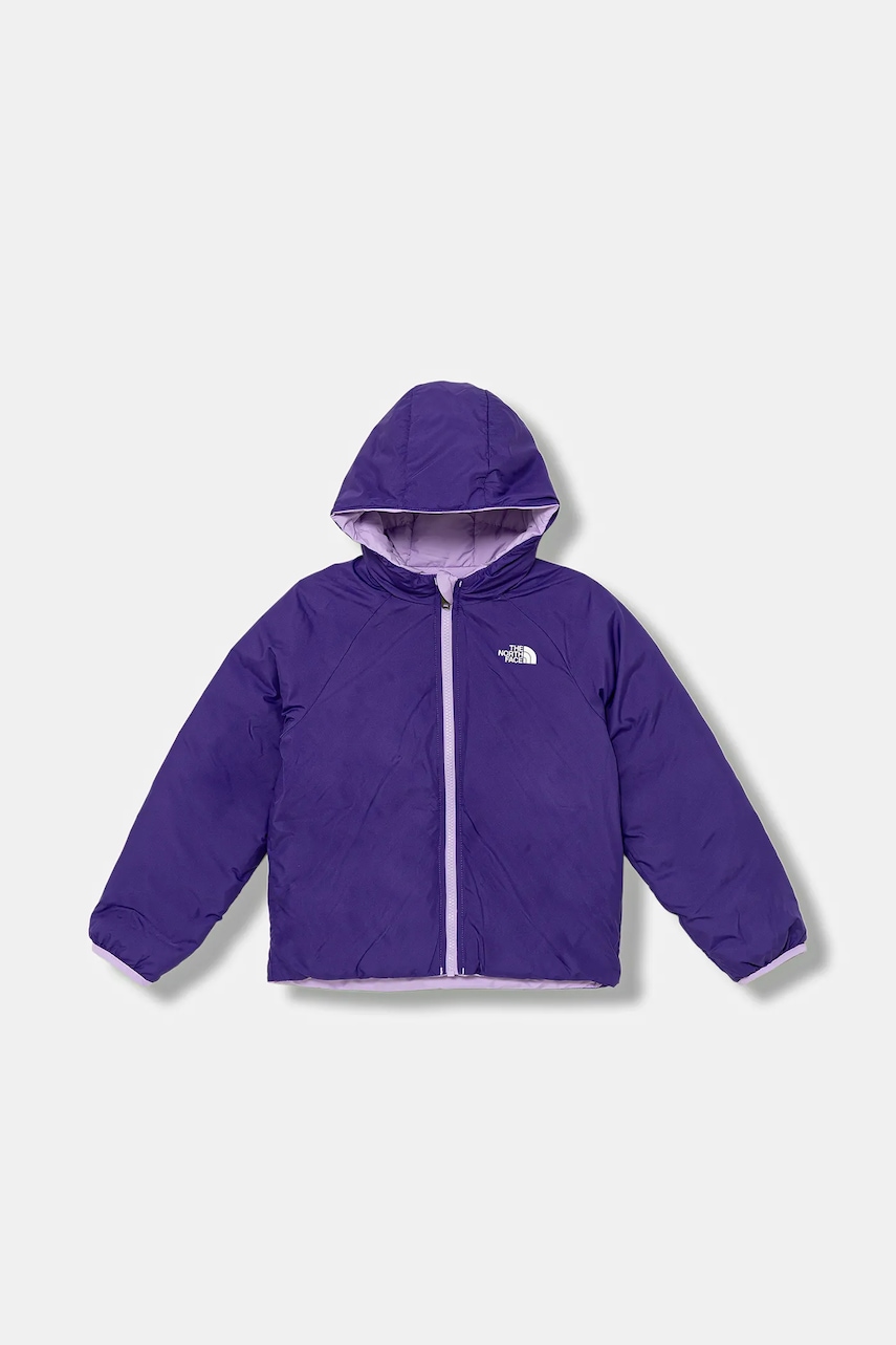 Levně Dětská oboustranná bunda The North Face KID REVERSIBLE PERRITO HOODED JACKET fialová barva, NF0A88VJQZI1