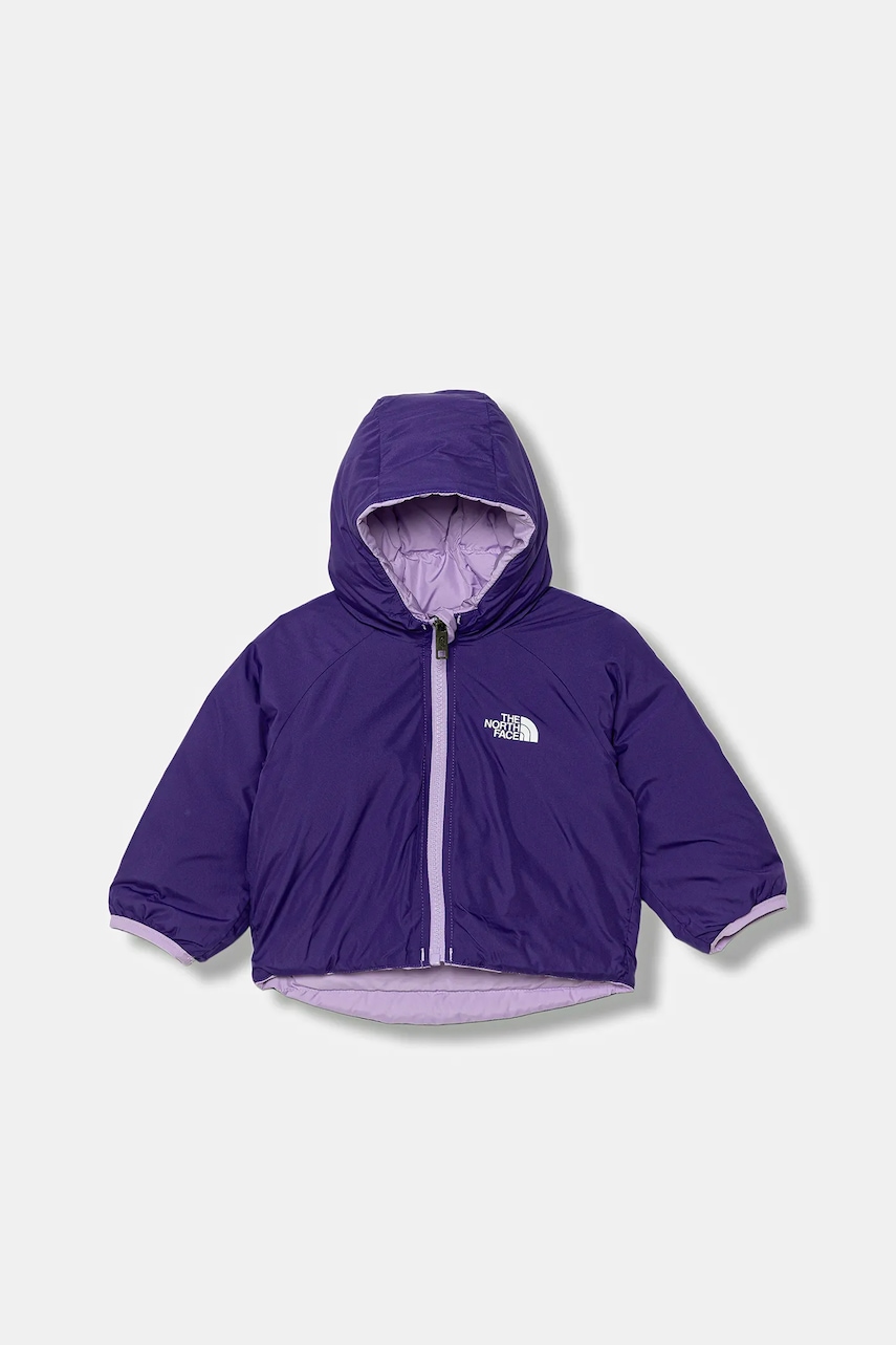 The North Face jachetă pentru copii cu două fețe BABY REVERSIBLE PERRITO HOODED JACKET culoarea violet, NF0A88W3QZI1
