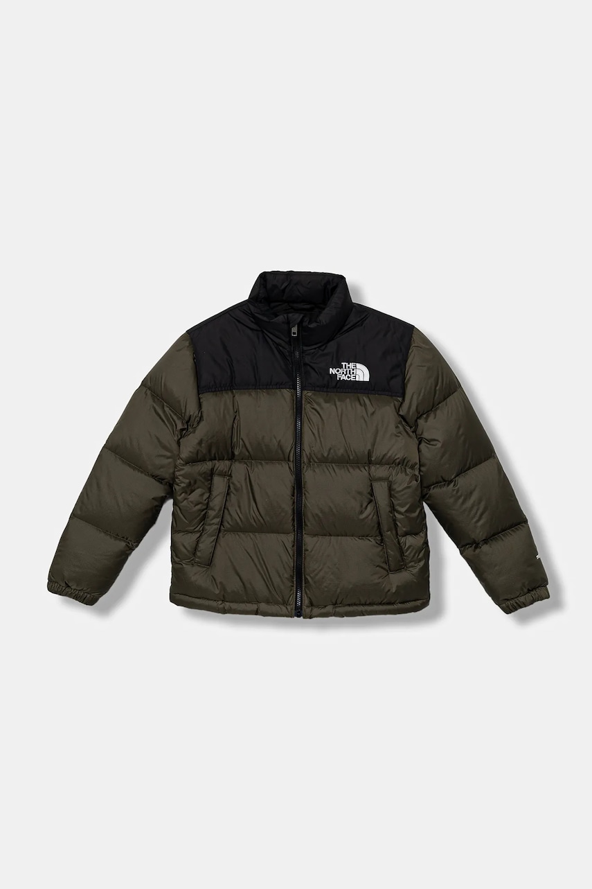 The North Face geacă de puf pentru copii TEEN 1996 RETRO NUPTSE JACKET culoarea verde, NF0A8A4C21L1