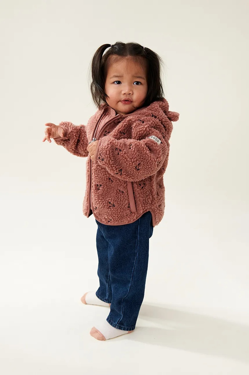Liewood geacă bebe Mara Pile Jacket With Ears culoarea portocaliu, LW18633
