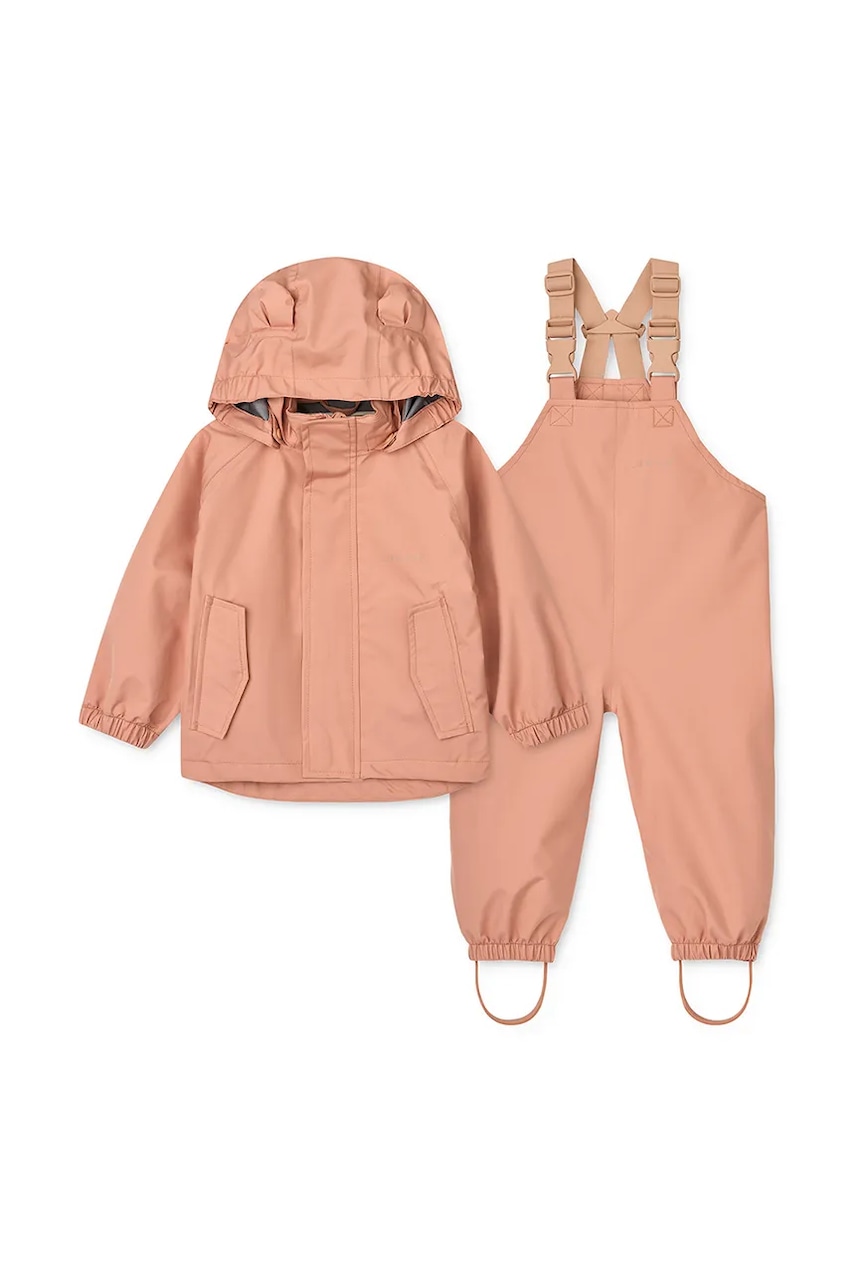 Liewood jachetă și pantaloni pentru bebeluși Manu Rainwear Set culoarea portocaliu, LW19910
