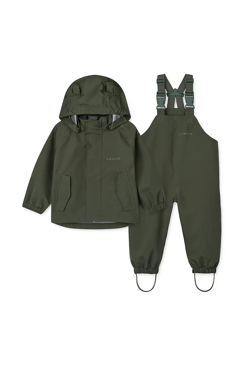 Liewood jachetă și pantaloni pentru bebeluși Manu Rainwear Set culoarea verde, LW19910