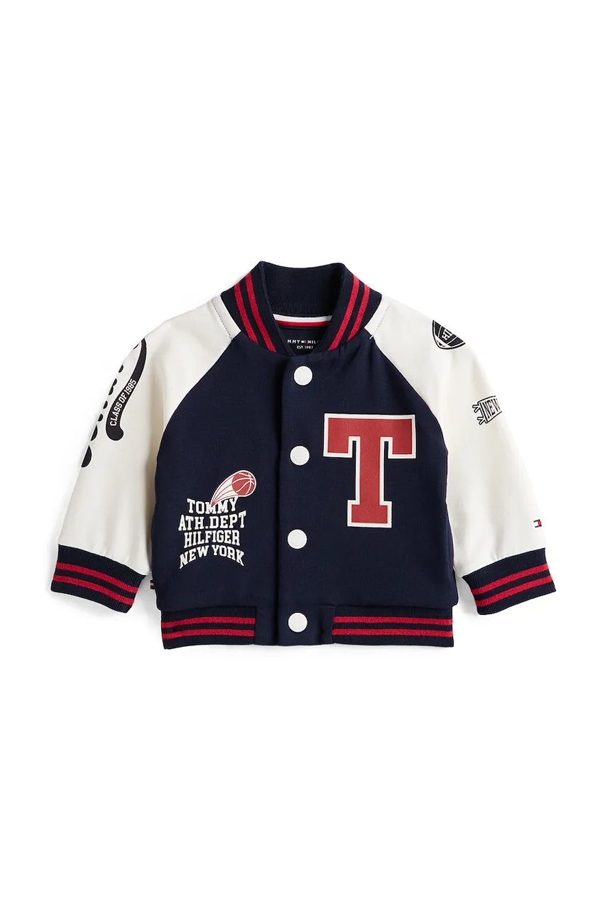 Levně Dětská bomber bunda Tommy Hilfiger tmavomodrá barva, KN0KN02195