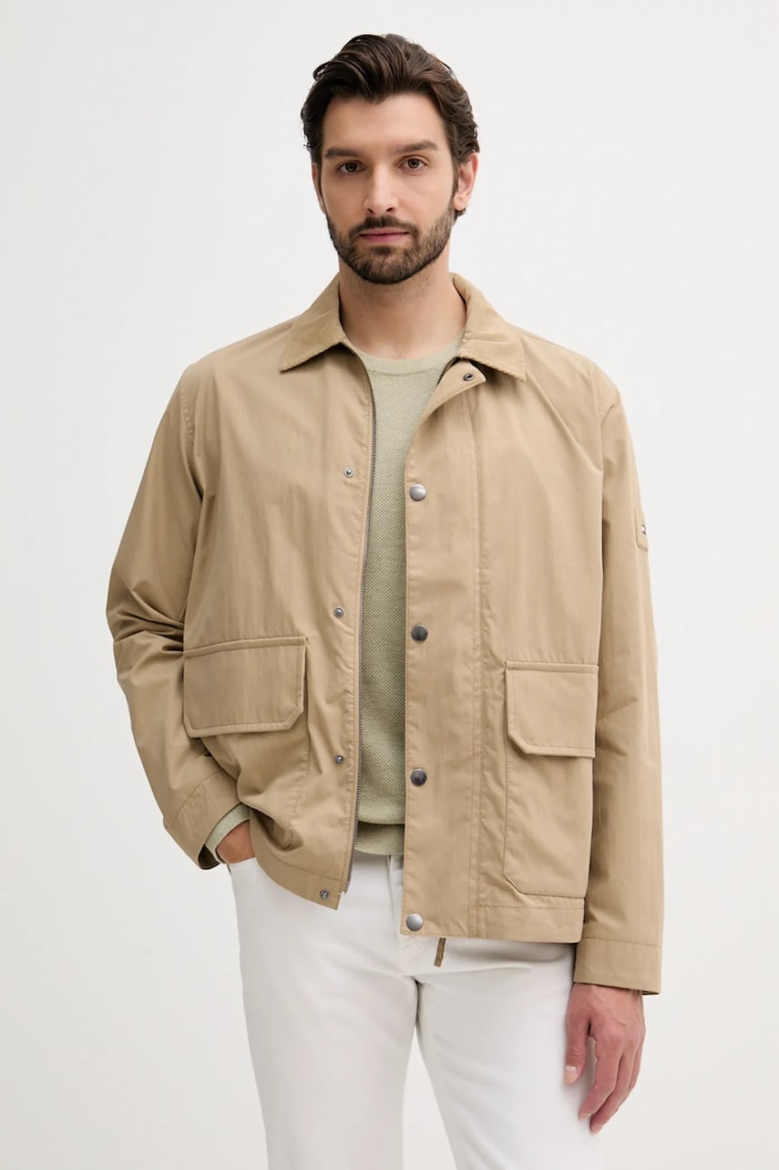 Levně Bunda Tommy Hilfiger pánská, zelená barva, přechodná, MW0MW39638