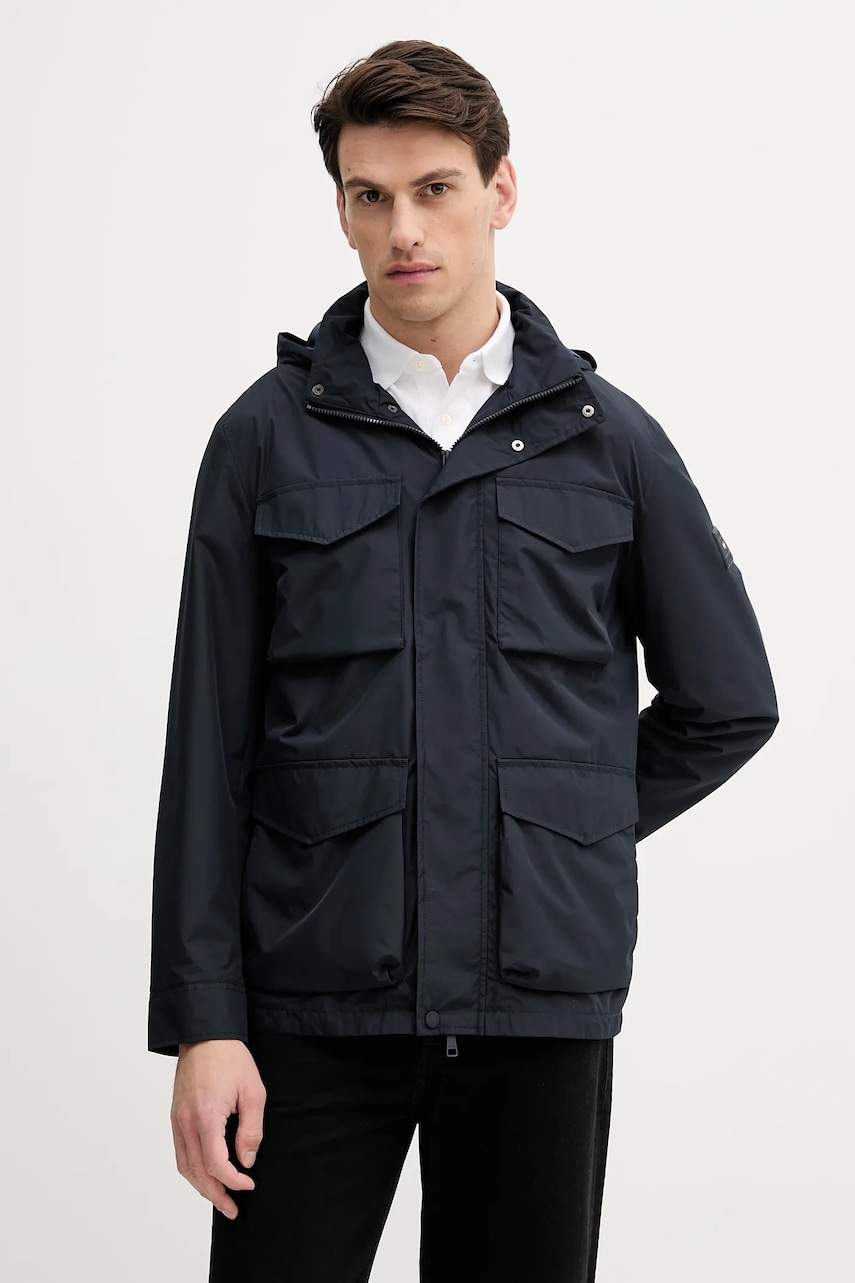 Bunda Tommy Hilfiger tmavomodrá barva, přechodná, MW0MW40223