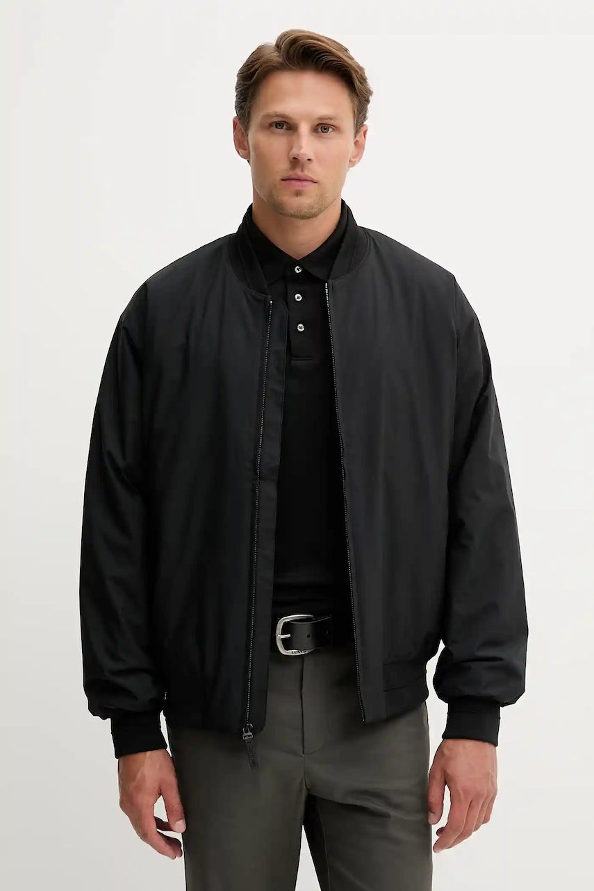 Levně Bomber bunda Calvin Klein černá barva, přechodná, LV04LC513G