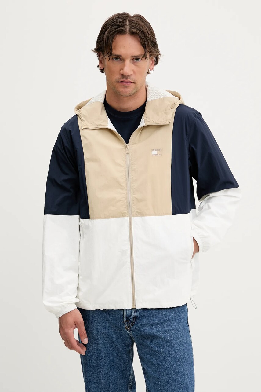 Tommy Jeans geacă culoarea bej, de tranzitie, DM0DM21393