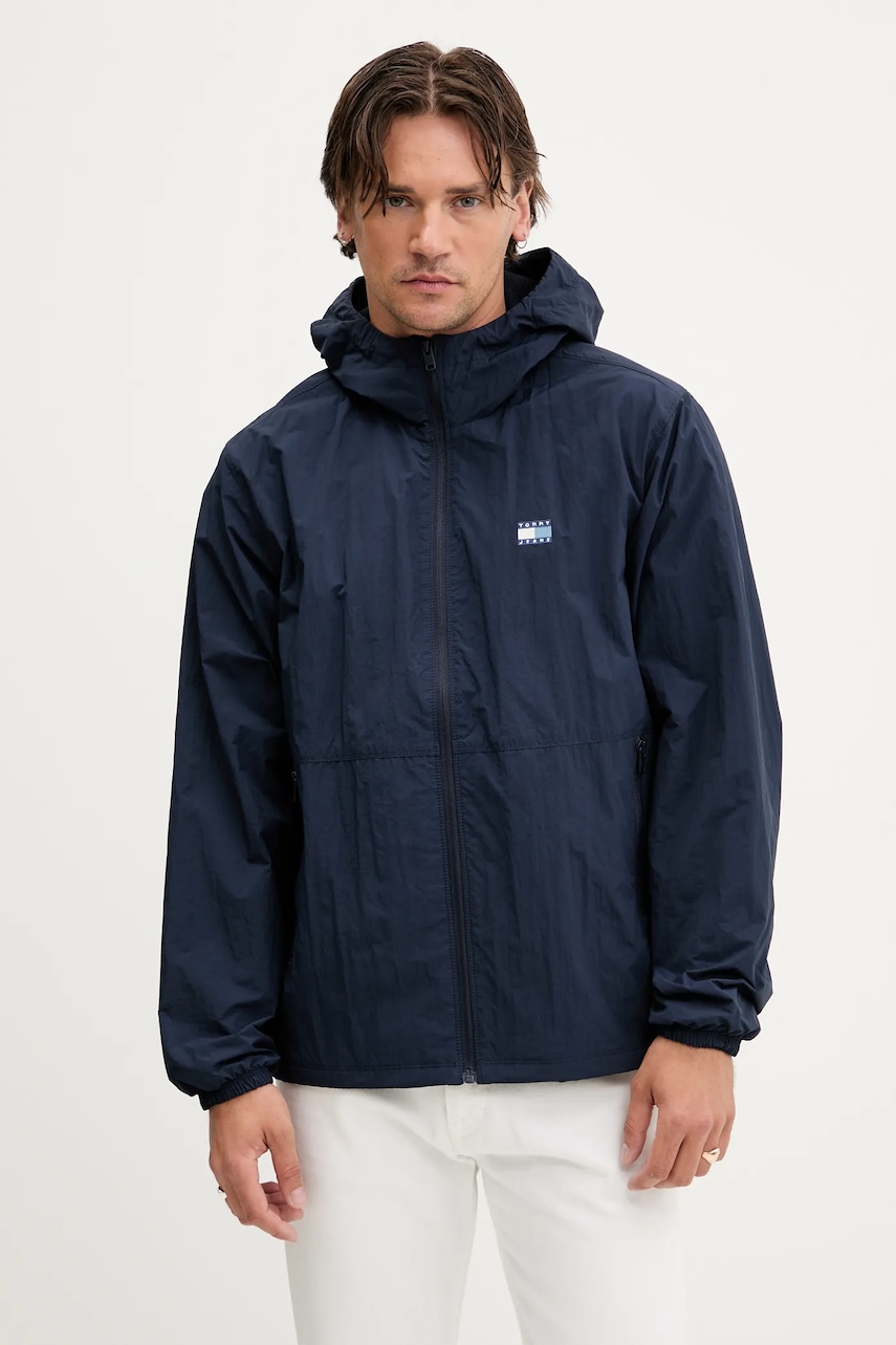 Tommy Jeans geacă culoarea bleumarin, de tranzitie, DM0DM21393