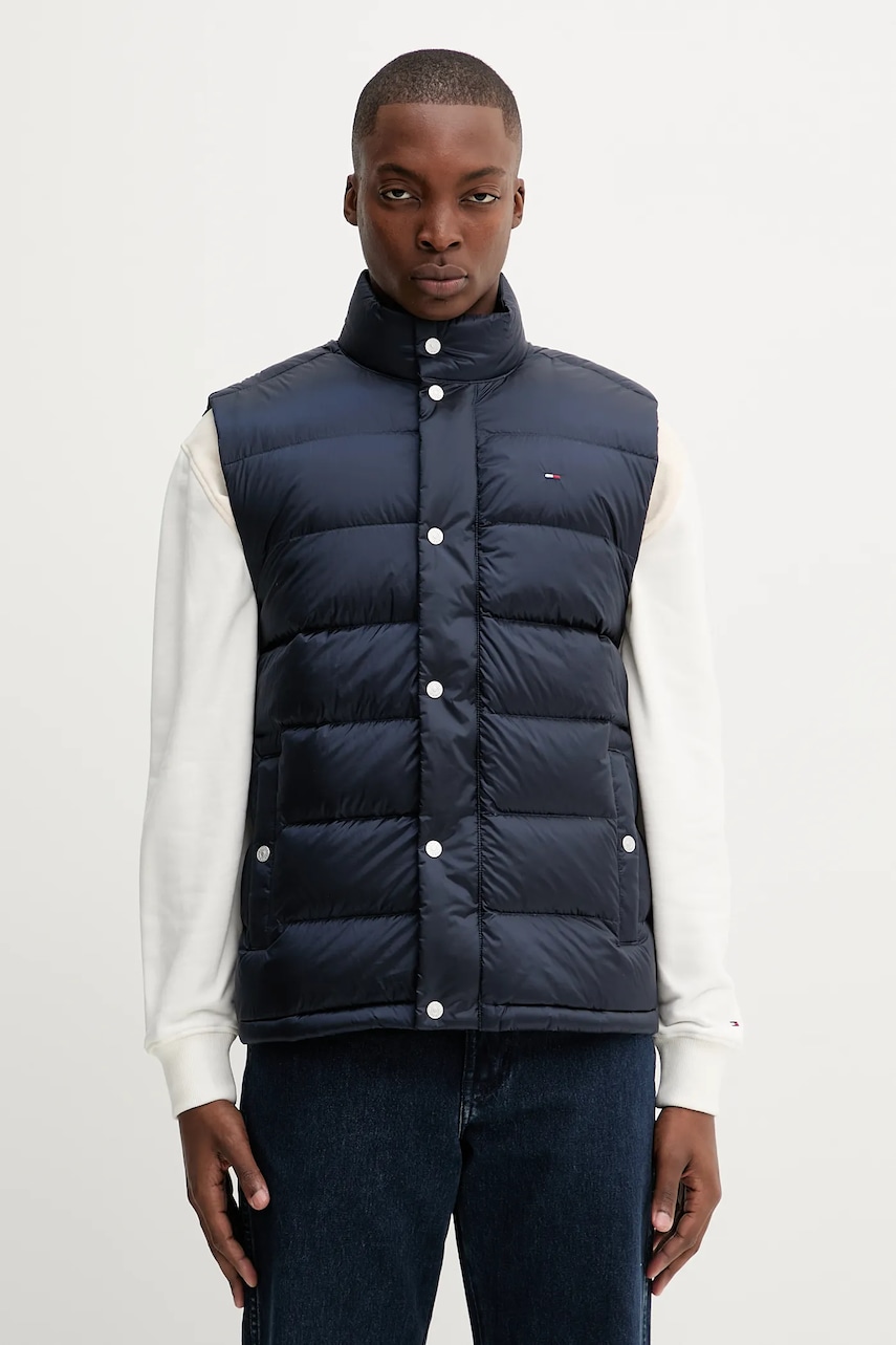 Tommy Jeans vestă de puf culoarea bleumarin, de iarnă, DM0DM21777