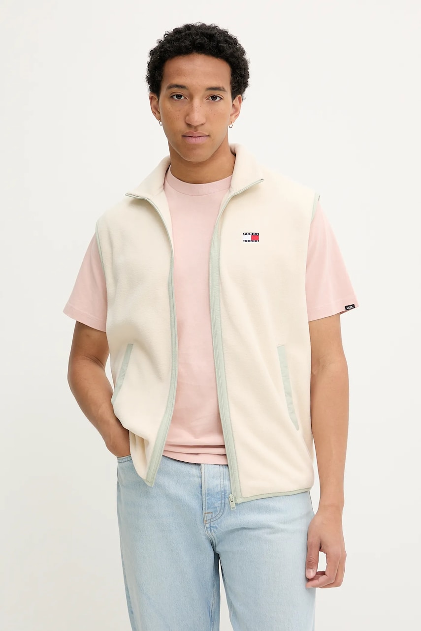 Tommy Jeans vesta culoarea bej, de tranzitie, DM0DM21908