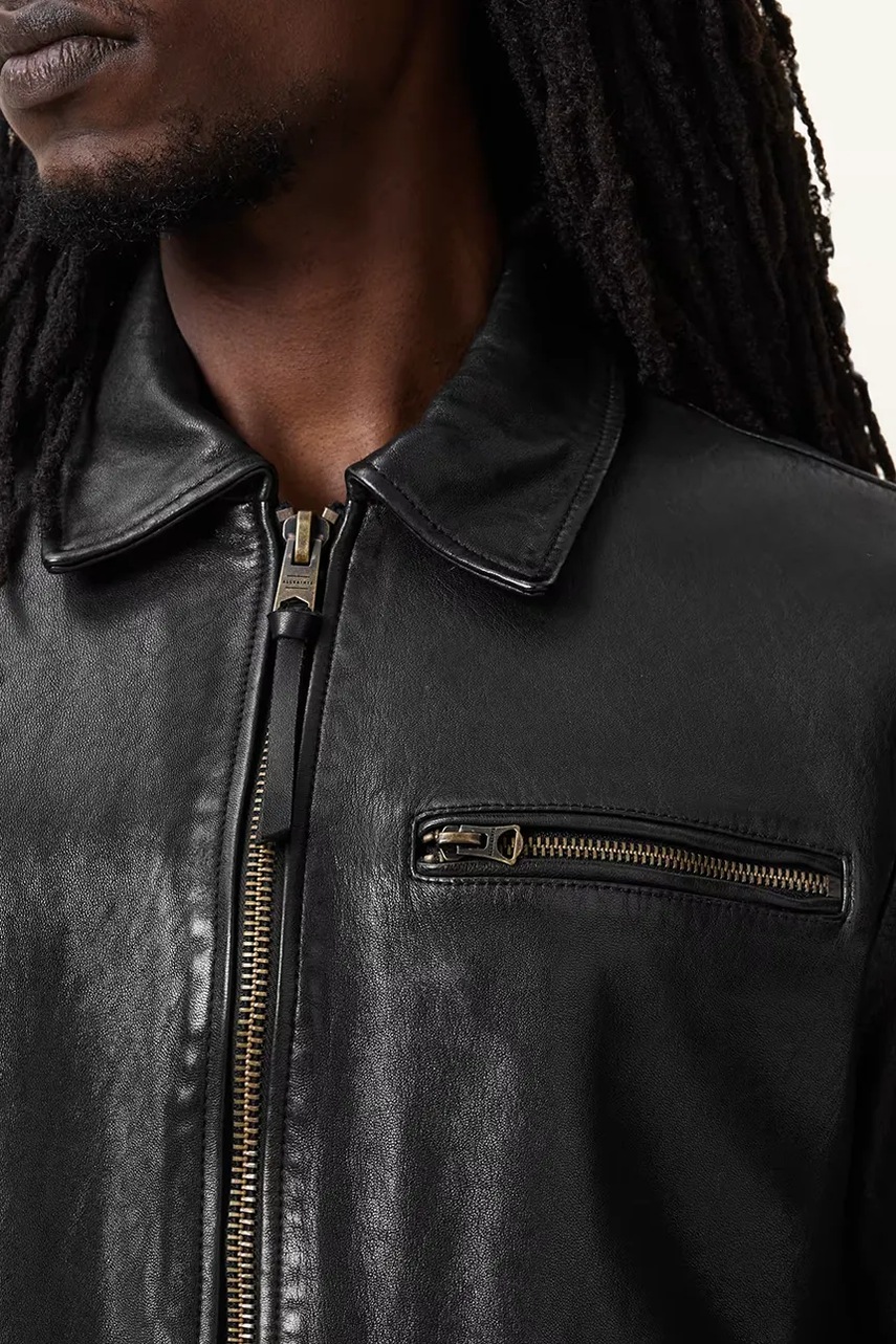Кожаная куртка AllSaints MILLER цвет чёрный переходная M009LA