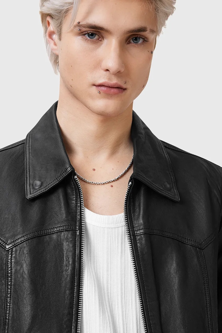 Кожаная куртка AllSaints NELLCOT цвет чёрный переходная M019LC