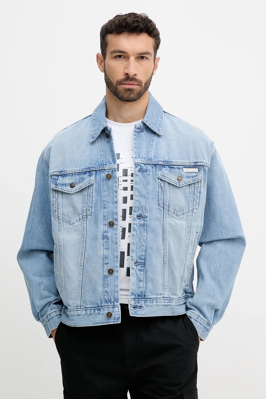 Levně Bunda Calvin Klein Jeans modrá barva, přechodná, LV04RB794G