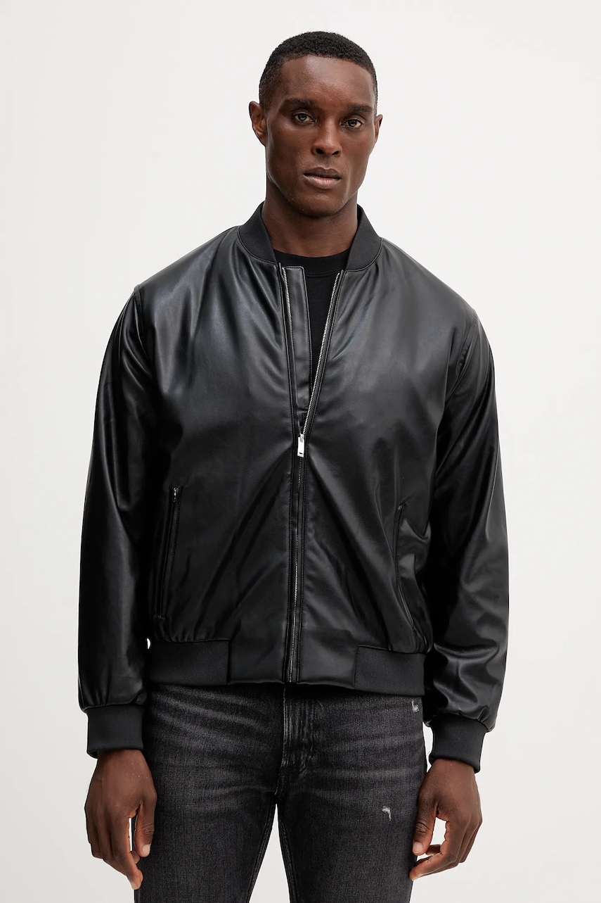 Levně Bomber bunda Calvin Klein Jeans černá barva, přechodná, oversize, LV04RC407G