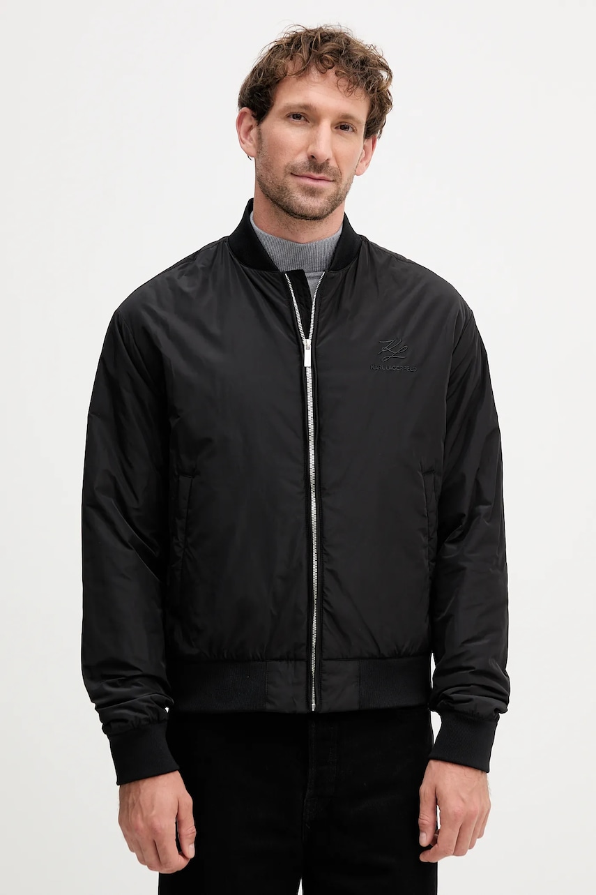 Karl Lagerfeld geacă bomber culoarea negru, de tranzitie, 553590.505710