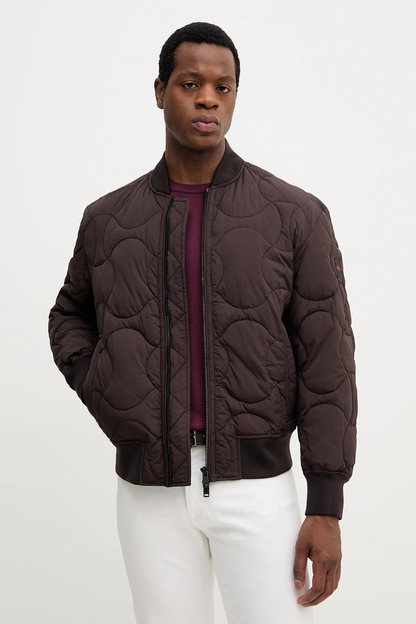 BOSS Orange geacă bomber culoarea maro, de tranziție, 50543486