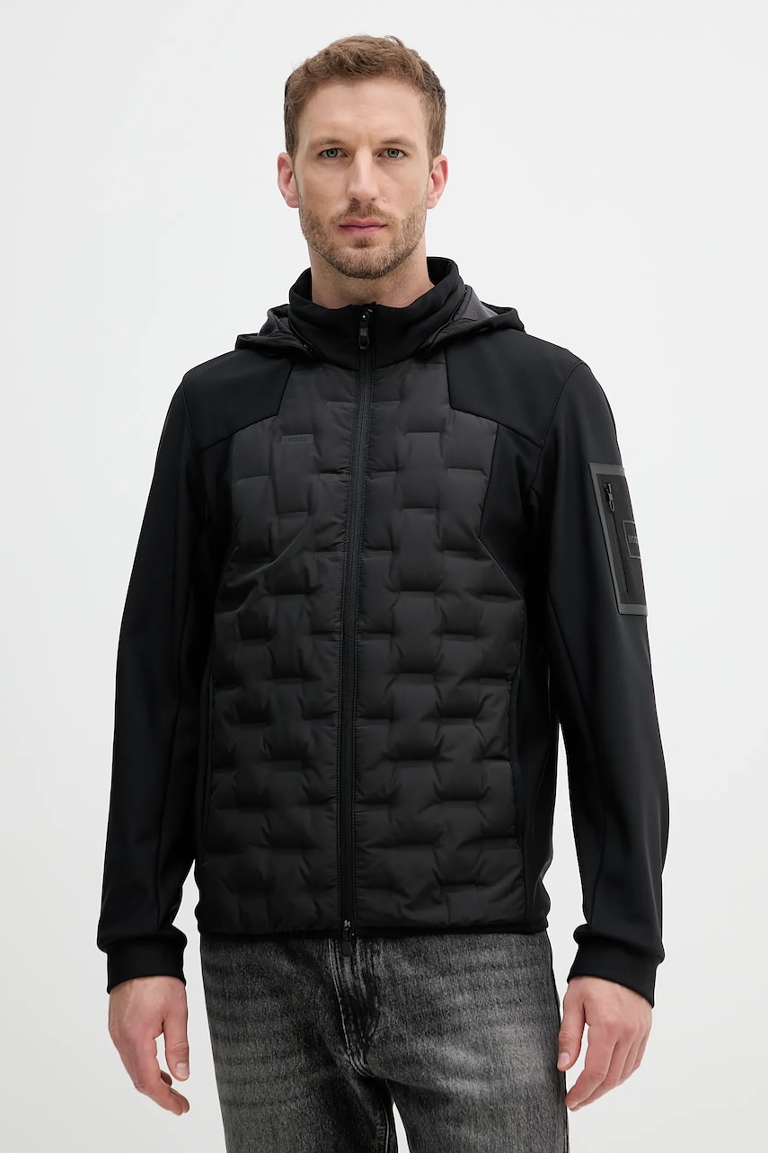 BOSS Green geacă de puf culoarea negru, de tranziție, 50541045