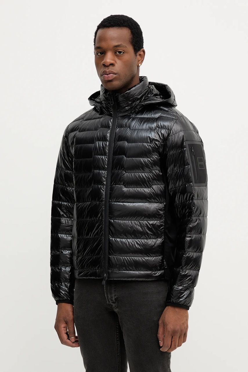 BOSS Green geacă de puf culoarea negru, de tranziție, 50541299