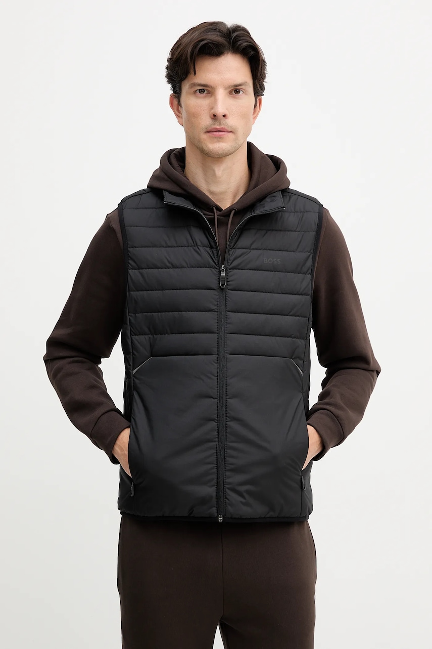 BOSS Green vestă culoarea bleumarin, de tranziție, 50545867