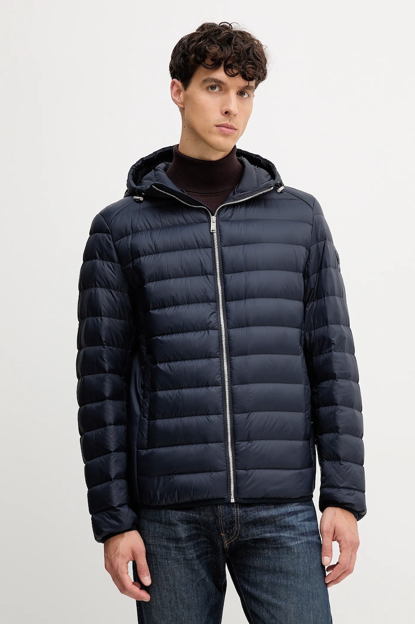 BOSS geacă de puf culoarea bleumarin, de tranzitie, 50540450