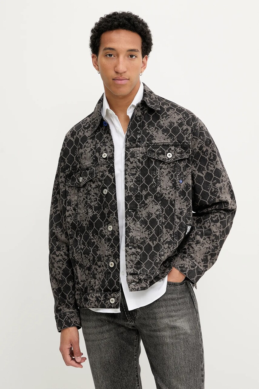 Karl Lagerfeld Jeans geacă din denim culoarea negru, de tranzitie, A3M14009