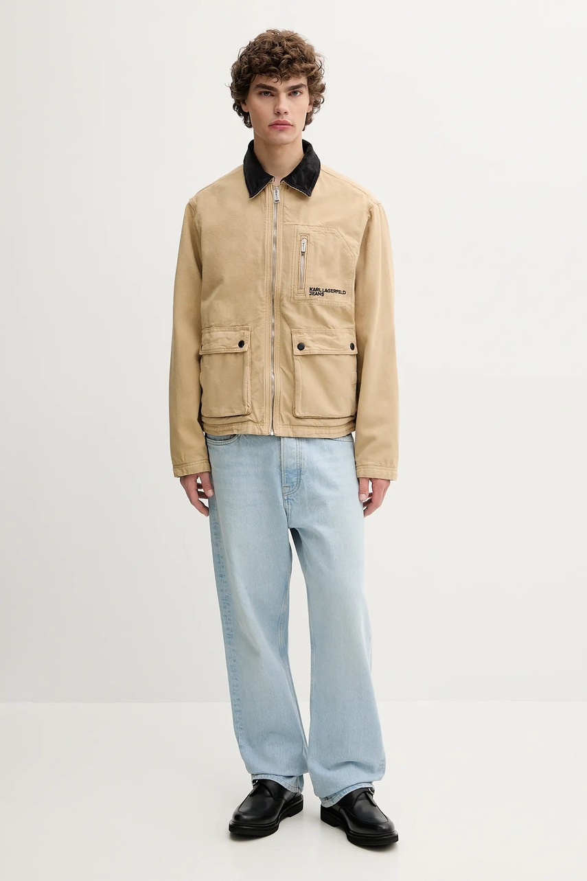 Хлопковая куртка Karl Lagerfeld Jeans цвет бежевый зимняя A3M14058