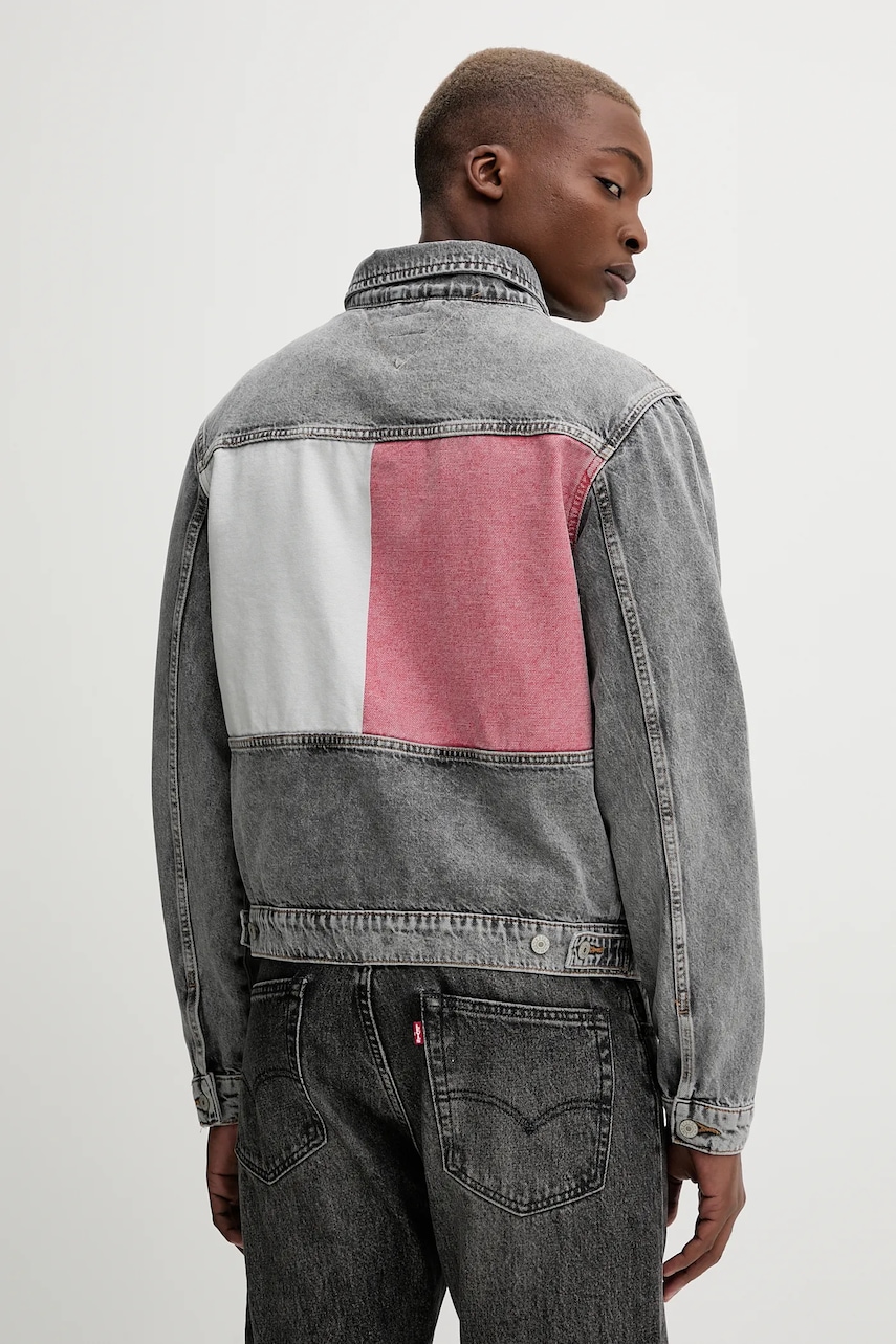 Tommy Jeans geacă jeans culoarea gri, de tranziție, DM0DM21964