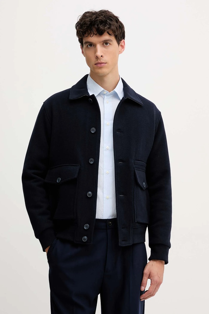 Куртка с добавлением шерсти United Colors of Benetton цвет синий демисезонная 23PEUN06N