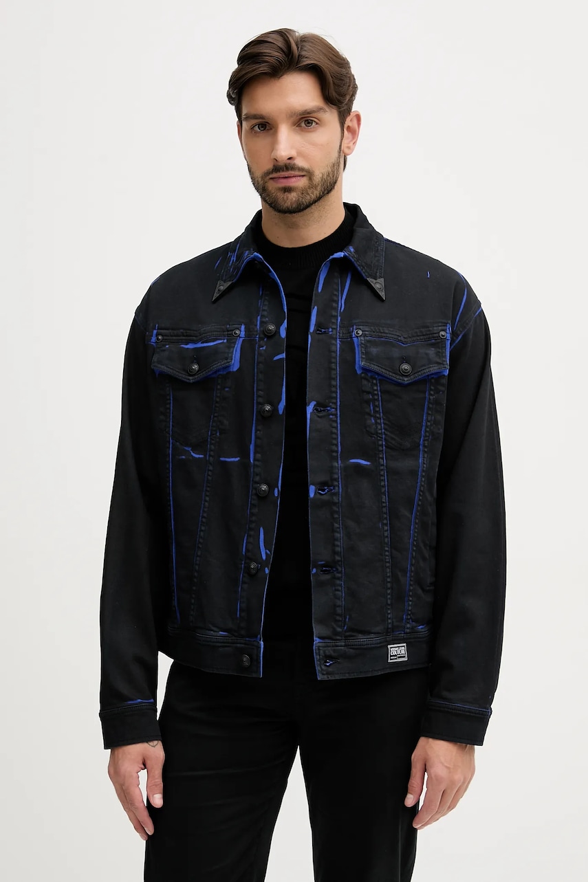 Versace Jeans Couture geacă jeans culoarea negru, de tranziție, 79GAS40B EW015D29
