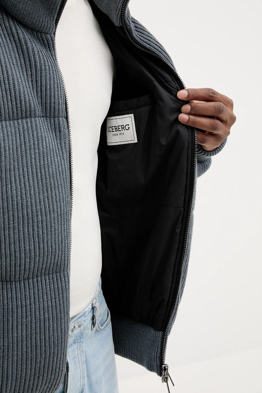 Μπουφάν με προσθήκη μάλλινου υφάσματος Iceberg χρώμα: γκρι, J060 9050 φωτογραφία