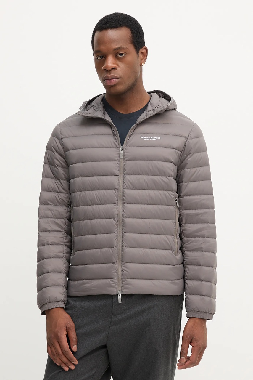Levně Péřová bunda Armani Exchange hnědá barva, přechodná, XM001577 AF16927