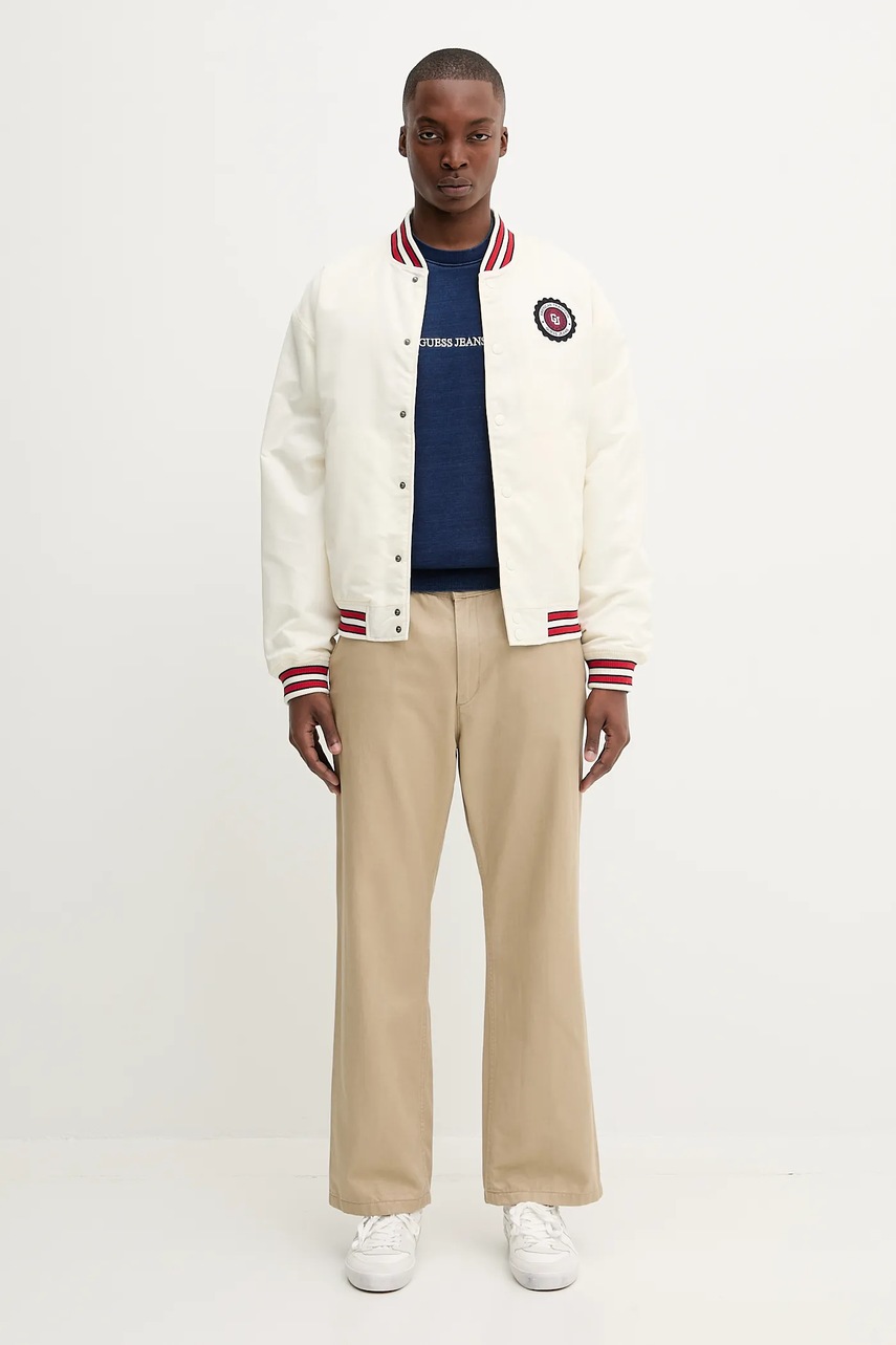 Куртка-бомбер Guess Jeans цвет бежевый переходная M5YL15 WHAA2