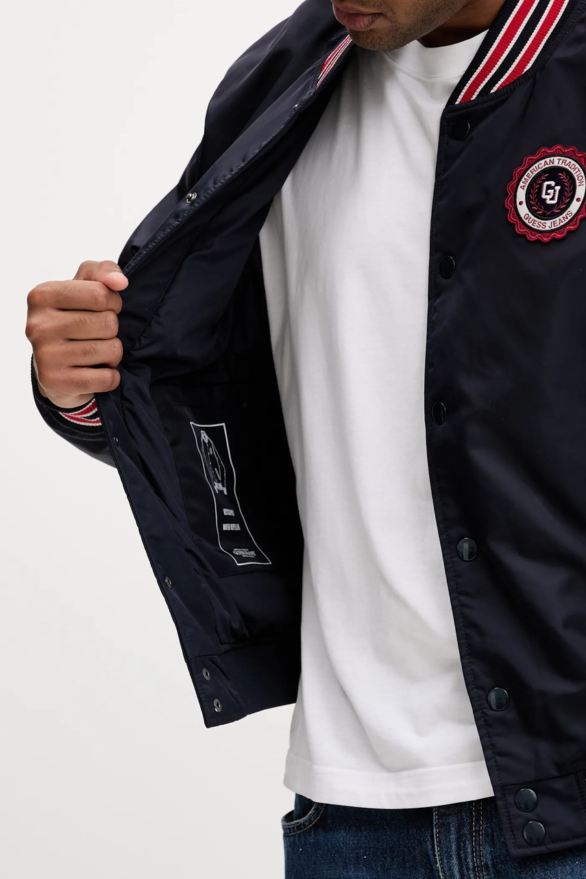 Μπουφάν bomber Guess Jeans χρώμα: ναυτικό μπλε, M5YL15 WHAA2 φωτογραφία