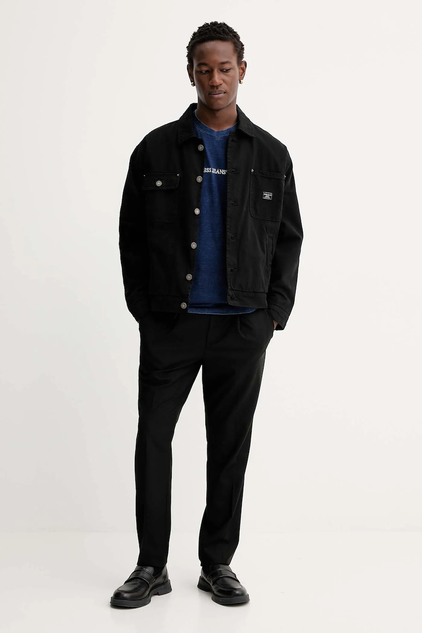 Джинсовая куртка Guess Jeans цвет чёрный демисезонная M5YL26 WHFR1 Джинсовая куртка Guess Jeans цвет чёрный демисезонная M5YL26 WHFR1