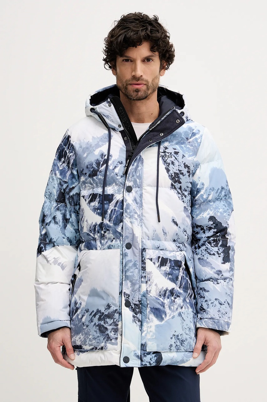 Levně Péřová bunda Guess modrá barva, zimní, M5BL0O W3282