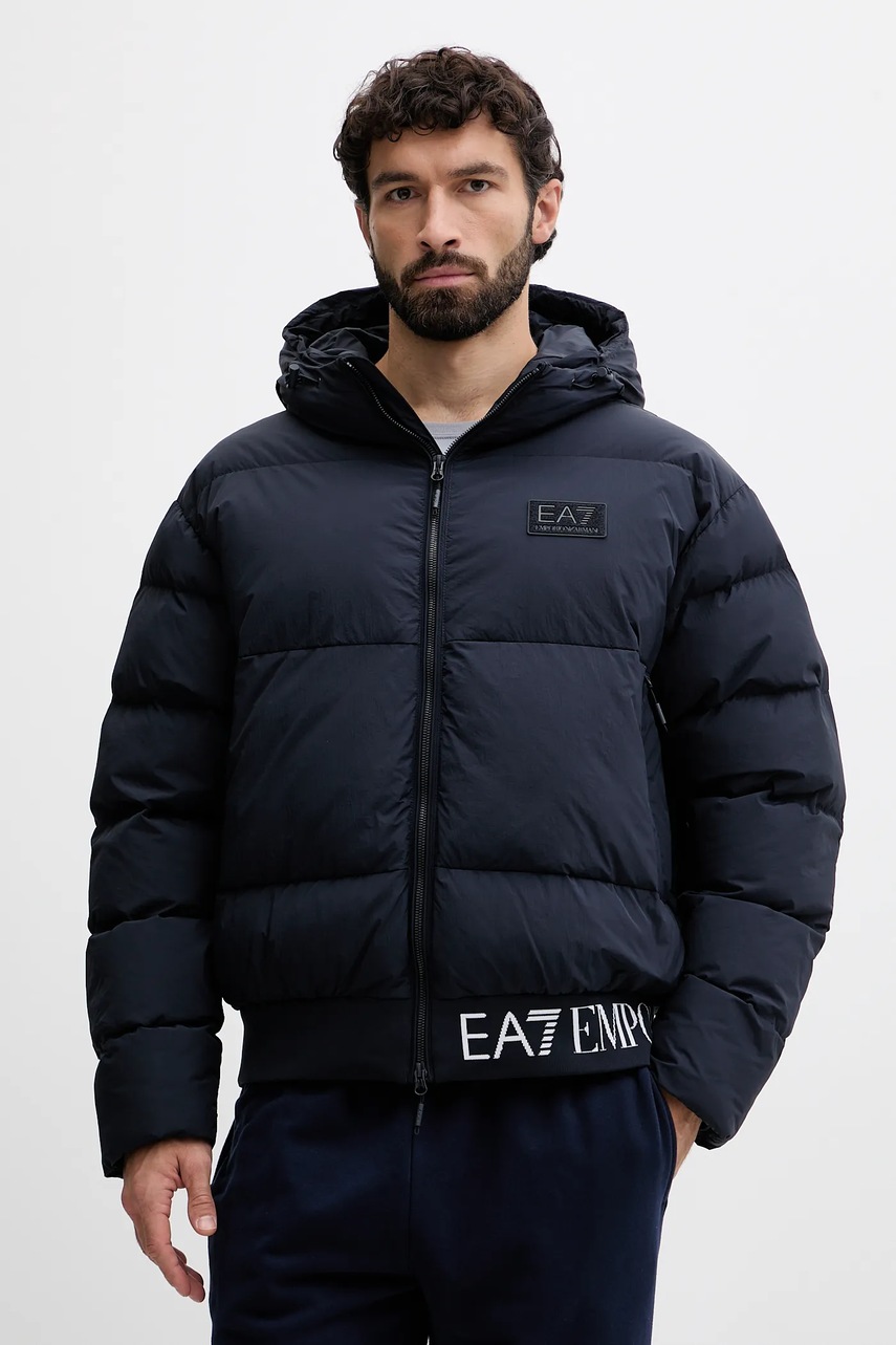 EA7 Emporio Armani geacă culoarea bleumarin, de iarna, AF15951.7M000710