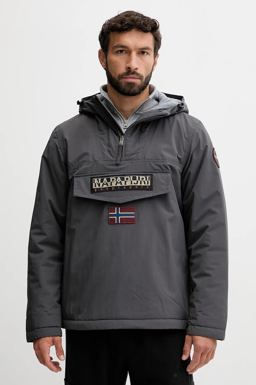 Napapijri geacă Rainforest culoarea gri, de tranziție, NP0A4GMCH981