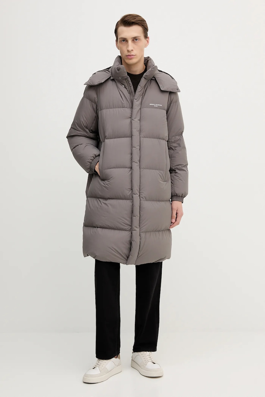 Levně Péřová bunda Armani Exchange šedá barva, zimní, XM001846 AF16340