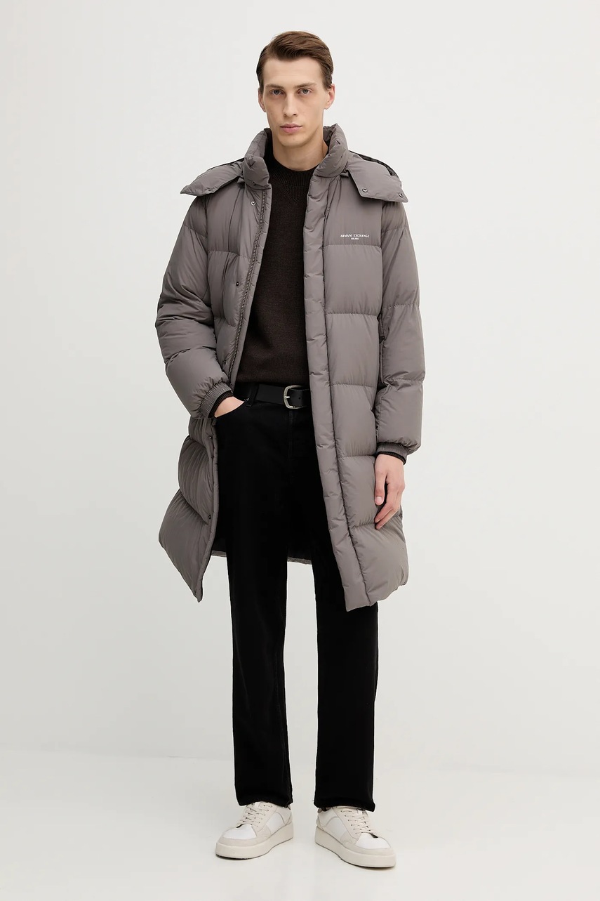 Пуховая куртка Armani Exchange цвет серый зимняя XM001846 AF16340 Пуховая куртка Armani Exchange цвет серый зимняя XM001846 AF16340