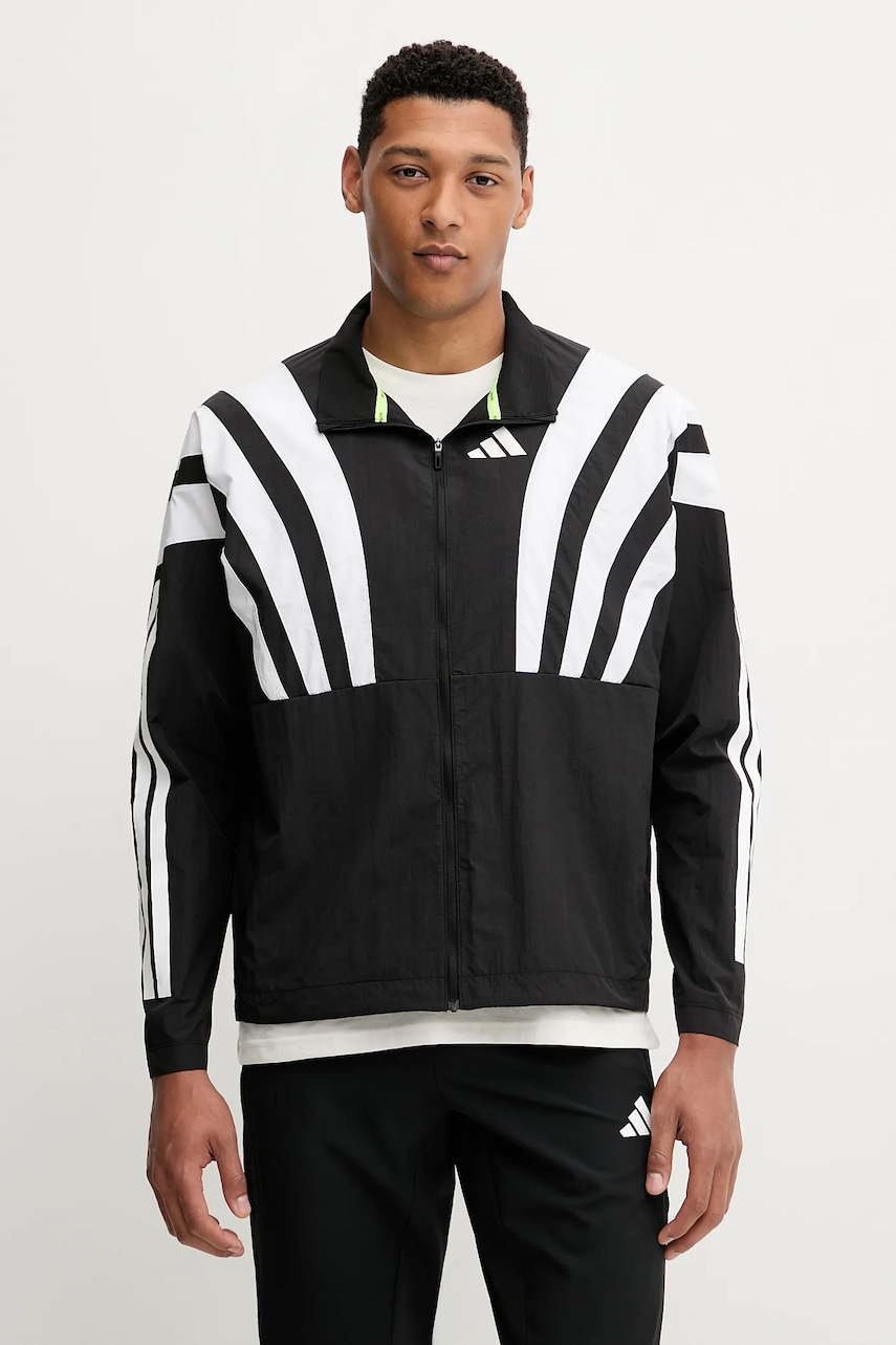 adidas Performance jachetă de alergare Adizero culoarea negru, de tranzitie, oversize, HZ3692