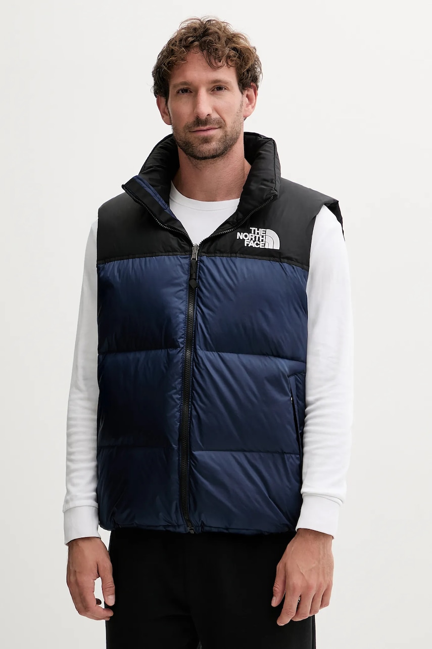 The North Face vestă de puf 1996 Retro Nuptse culoarea bleumarin, de iarnă, NF0A3JQQGOB1